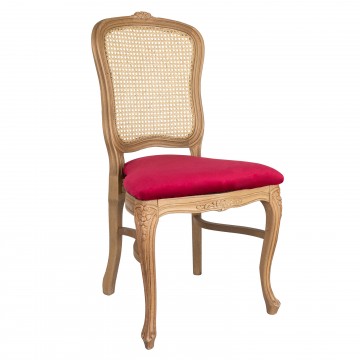 Sedia in legno Luigi XV seduta velluto rosso
