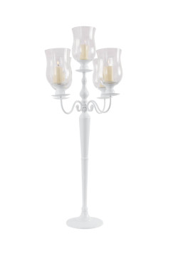 Candelabro laccato bianco con bugie in vetro