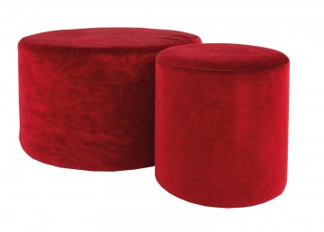 Pouf rotondo in velluto rosso