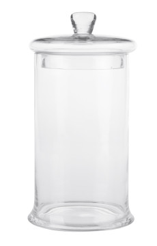 Vaso cilindrico in vetro con coperchio