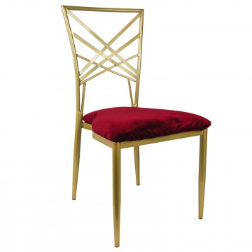 Sedia Impression oro con seduta in velluto di colore rosso cardinale