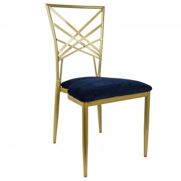 Sedia Impression oro con seduta in velluto di colore blu
