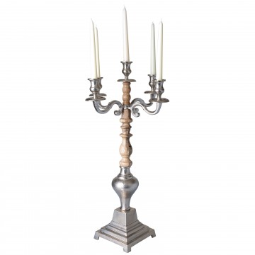 Candelabro alluminio e legno