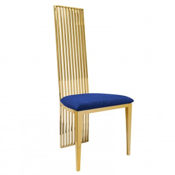 Sedia Harp oro cuscino velluto blu