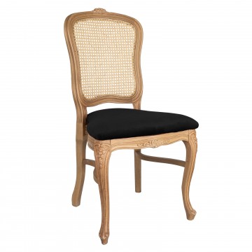 Sedia in legno Luigi XV seduta velluto nero