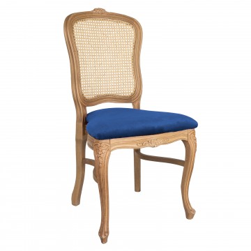 Sedia in legno Luigi XV seduta velluto blu