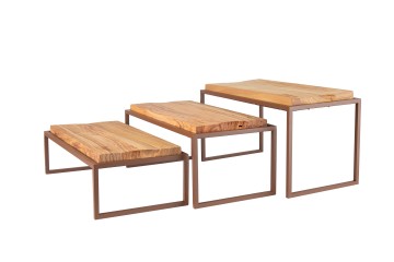 Tris alzate Reverso corten/legno