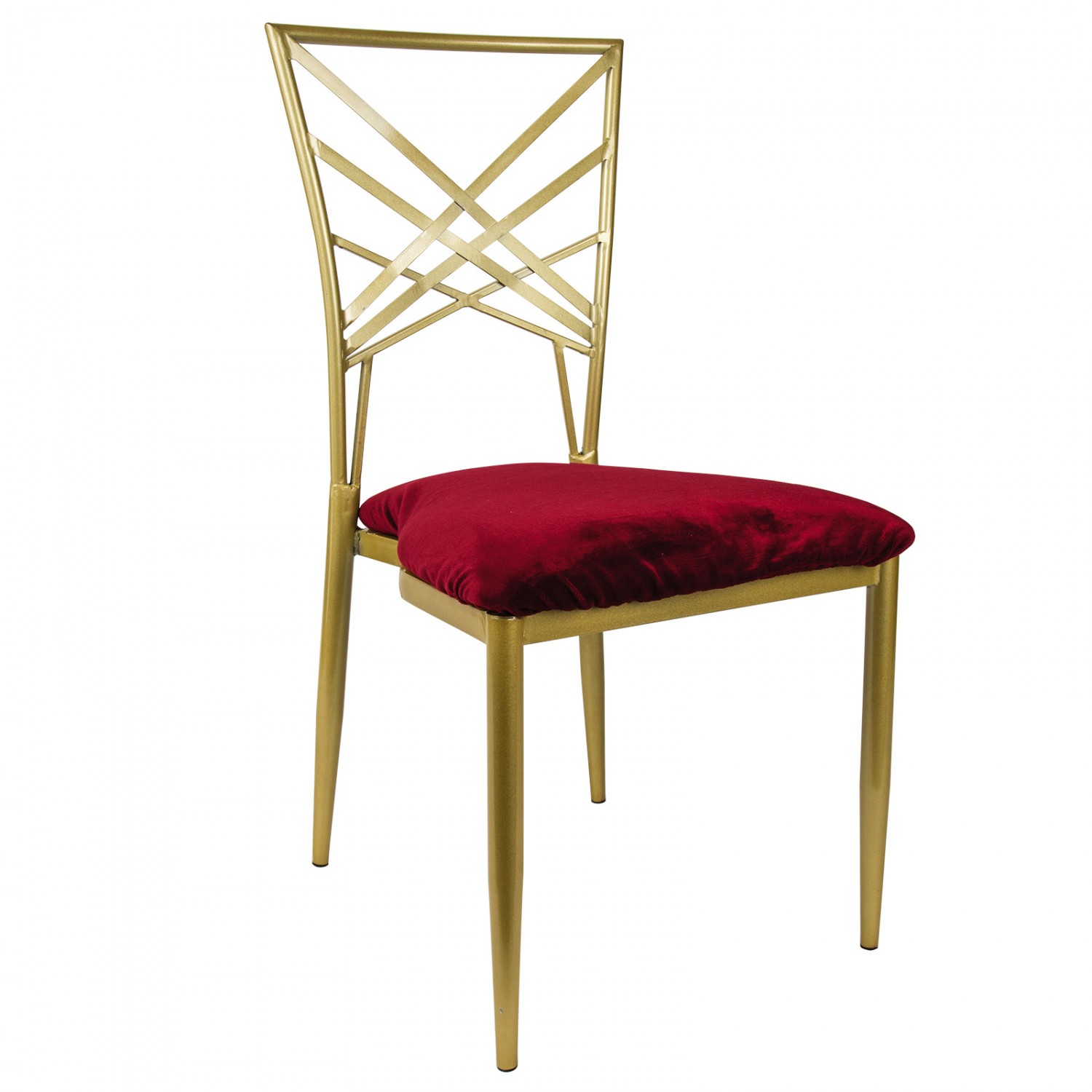 Sedie Impression oro con seduta in velluto di colore rosso cardinale
