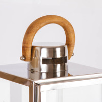 Lanterne inox quadrate con manico in legno