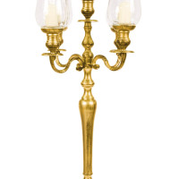 Candelabri 5 braccia oro satinato con bugie in vetro