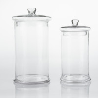 Vasi cilindrici in vetro con coperchio
