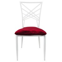 Sedie Impression bianca con seduta in velluto di colore rosso cardinale