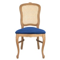 Sedie in legno Luigi XV seduta velluto blu