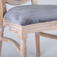 Sedia '800 legno massello in velluto grigio impilabile
